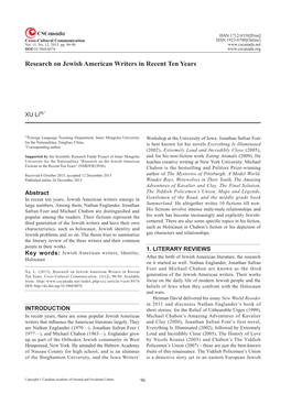 Research on Jewish American Writers in Recent Ten Years