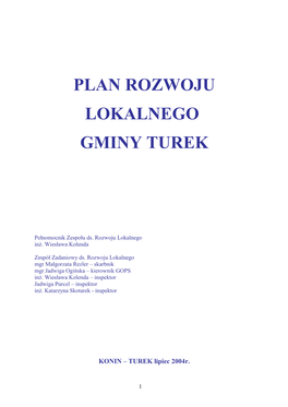 Plan Rozwoju Lokalnego Gminy Turek