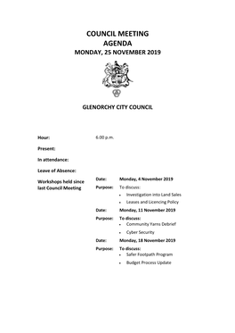 Council Meeting Agenda Monday, 25 November 2019