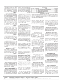 8– Quarta-Feira, 22 De Janeiro De 2020 Publicações De Terceiros E Editais De Comarcas Minas Gerais