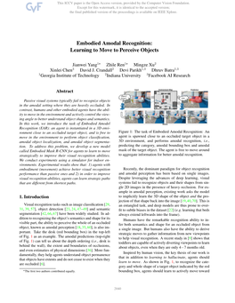 Embodied Amodal Recognition: Learning to Move to Perceive Objects