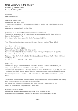 Linda Lewis 'Live in Old Smokey' Submitted By: Pat Tynan Media Tuesday, 14 February 2006