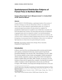 Spatiotemporal Distribution Patterns of Forest Fires in the State of Durango During the 2000-2011 Period