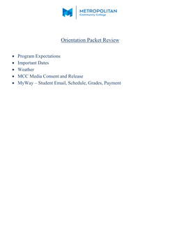 Orientation Packet Review