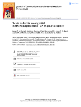 'Acute Leukemia in Congenital Methehemoglobinemia