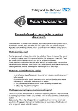 Removal of Cervical Polyp in the Outpatient Department