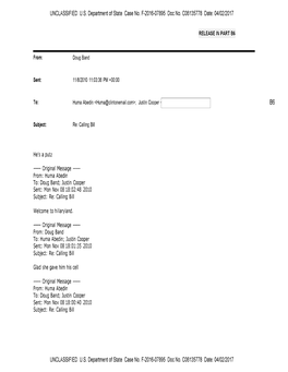 UNCLASSIFIED US Department of State Case No. F-2016-07895 Doc No. C06135778 Date