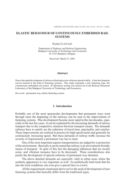 Elastic Behaviour of Continuously Embedded Rail Systems