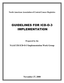 ICD-O-3 Implementation Guidelines