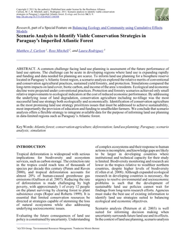 Scenario Analysis to Identify Viable Conservation Strategies in Paraguay's Imperiled Atlantic Forest