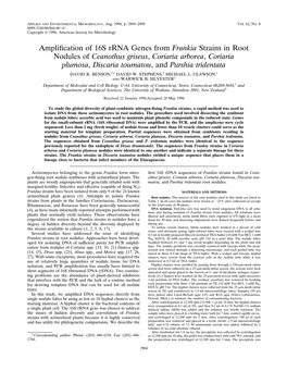 Amplification of 16S Rrna Genes from Frankia Strains in Root Nodules Of