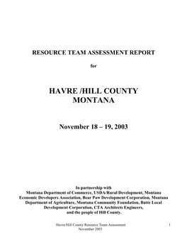 Havre/Hill County Report