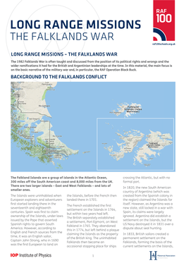 THE FALKLANDS WAR Raf100schools.Org.Uk