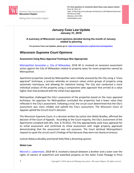 January Case Law Update Wisconsin Supreme Court Opinions