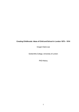 Ideas of Child and School in London 1870 – 1914