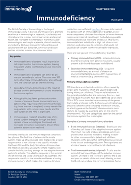 Briefing on Immunodeficiency