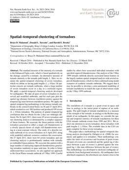 Spatial–Temporal Clustering of Tornadoes