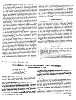 PROPAGATION of THREE ENDANGERED CONRADINA SPECIES for ORNAMENTAL USE Susan R