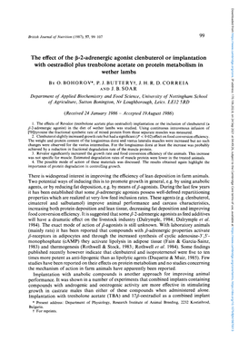 The Effect of the Β-2-Adrenergic Agonist Clenbuterol Or Implantation