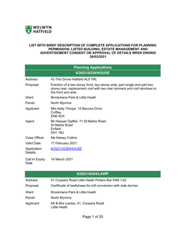 Page 1 of 25 Planning Applications 6/2021/0239/HOUSE 6/2021/0424