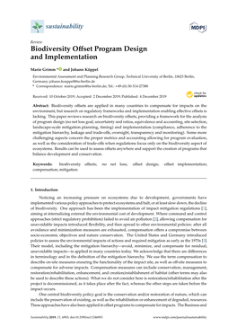 Biodiversity Offset Program Design and Implementation