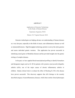 Application of Genomic Technology in the Study of Human Disease Esperanza Anguiano, Ph.D