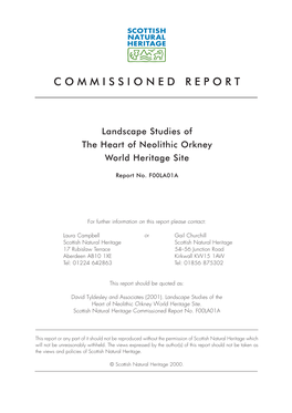 Landscape Studies of the Heart of Neolithic Orkney World Heritage Site