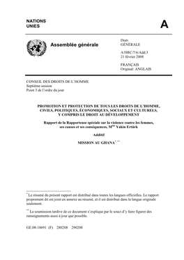 Assemblée Générale GÉNÉRALE A/HRC/7/6/Add.3 21 Février 2008