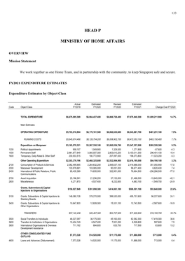 Head P Ministry of Home Affairs