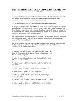 The Constitution (Scheduled Castes) Order, 1950 1 (C.O.19)