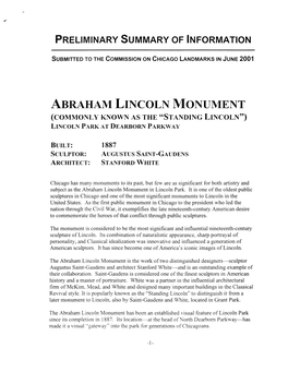 Abraham Lincoln Monument (Commonly Known As the 