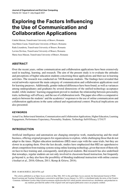 Exploring the Factors Influencing the Use of Communication and Collaboration Applications
