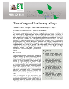 Climate Change and Food Security in Kenya