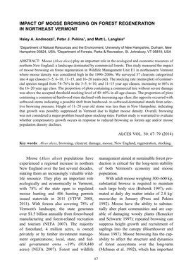 Impact of Moose Browsing on Forest Regeneration in Northeast Vermont