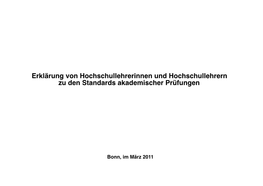 Erklärung Von Hochschullehrerinnen Und Hochschullehrern Zu Den Standards Akademischer Prüfungen