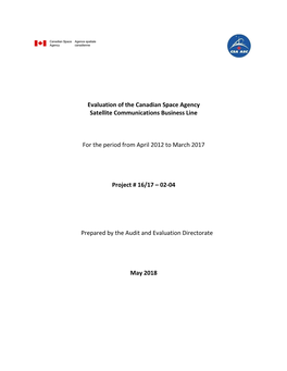 Evaluation of the Canadian Space Agency Satellite Communications Business Line