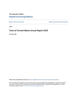 Town of Cornish Maine Annual Report 2020