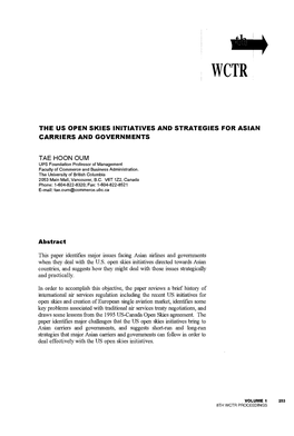 The Us Open Skies Initiatives and Strategies for Asian Carriers and Governments