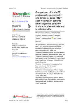 Comparison of Brain CT Angiography/Venography and Temporal Bone HRCT