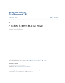 A Guide to the Harold S. Black Papers Worcester Polytechnic Institute