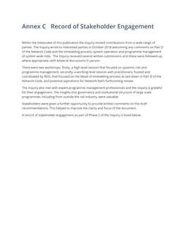Record of Stakeholder Engagement