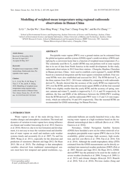 Modelling of Weighted-Mean Temperature Using Regional Radiosonde Observations in Hunan China