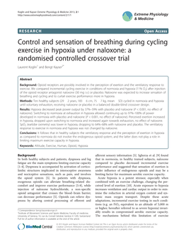 View of the Use of Opioids in the Formed Our Experiments in Acute Normobaric Hypoxia, Management of Dyspnoea