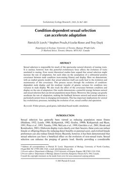 Condition-Dependent Sexual Selection Can Accelerate Adaptation