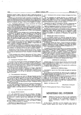 MINISTERIO DEL INTERIOR Men.To (CEE) 318.3/87