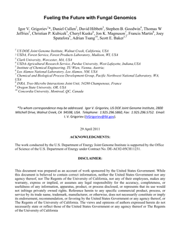 Fueling the Future with Fungal Genomics