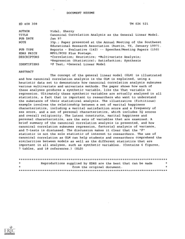 Canonical Correlation Analysis As the General Linear Model