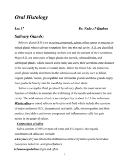 Oral Histology
