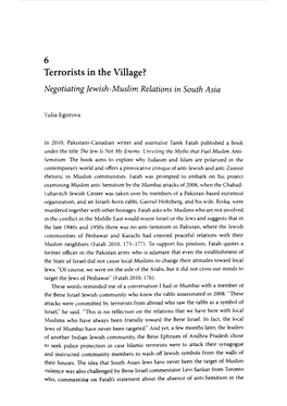 Terrorists in the Village? Negotiating Jewish-Muslim Relations in South Asia
