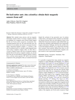 Do Leaf-Cutter Ants Atta Colombica Obtain Their Magnetic Sensors from Soil?